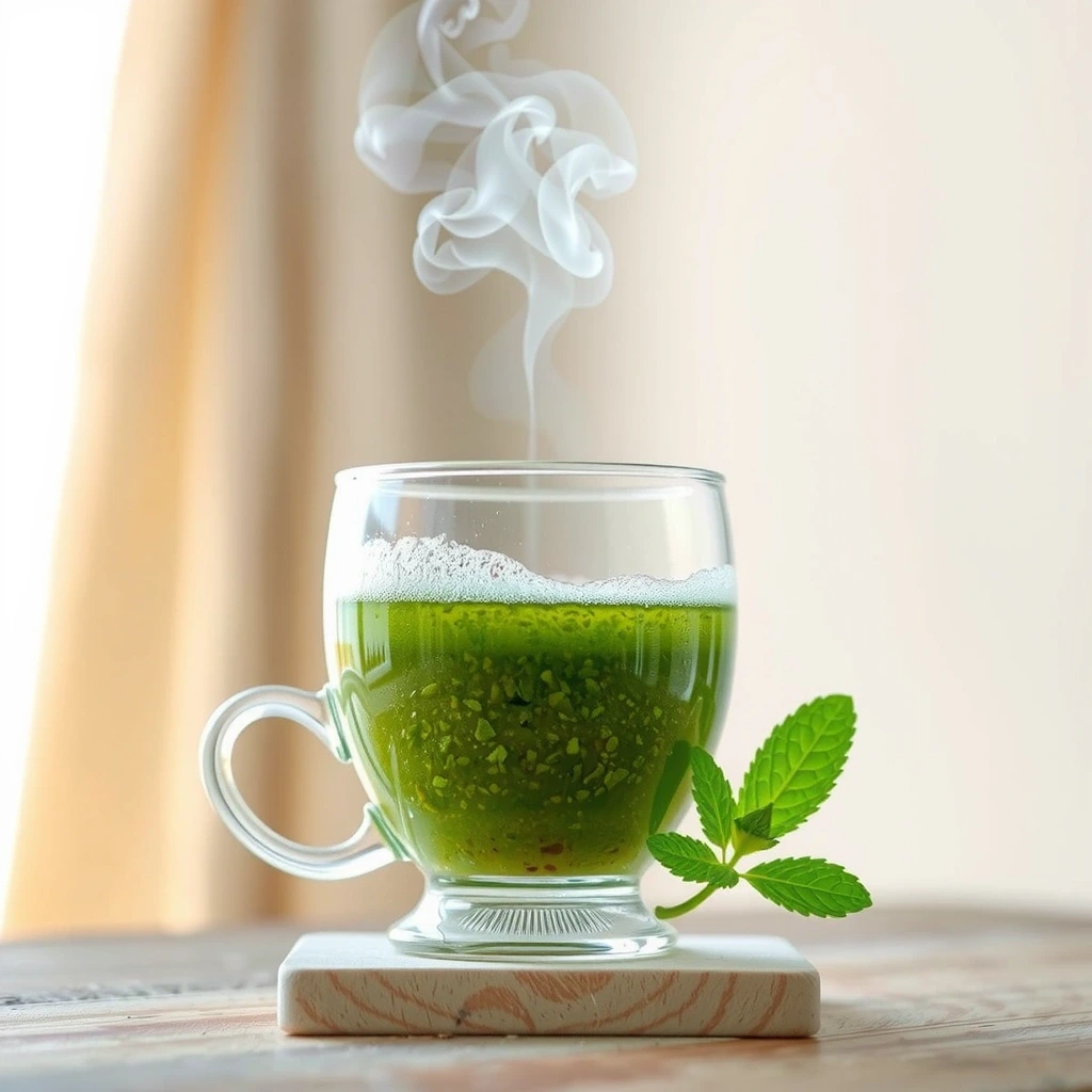 Zielony napar w szklance